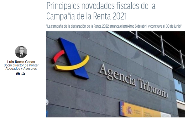 Novedades fiscales de la Campaña de la Renta 2021